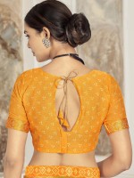 Mustard Chiffon Printed Saree